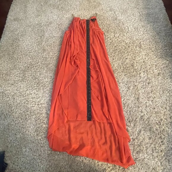 Thalia Sodi Coral Chain Halter Asymmetrical Dress L - Picture 4 of 10